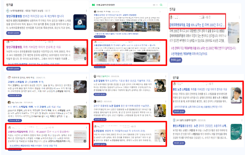 "약 100여개 키워드 블로그 상위노출"