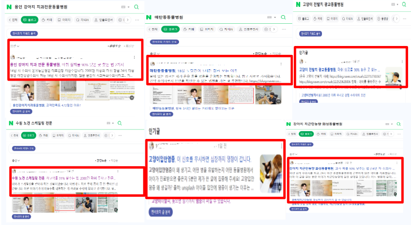 "약 100여개 키워드 블로그 상위노출"